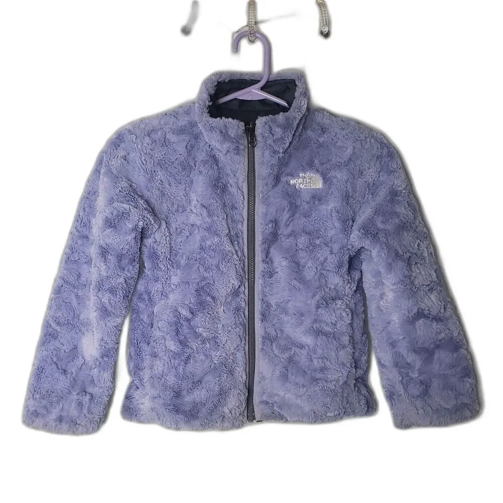 THE NORTH FACE Reversible Gray Purple Fleece Lined Jacket Coat Girls Size XS